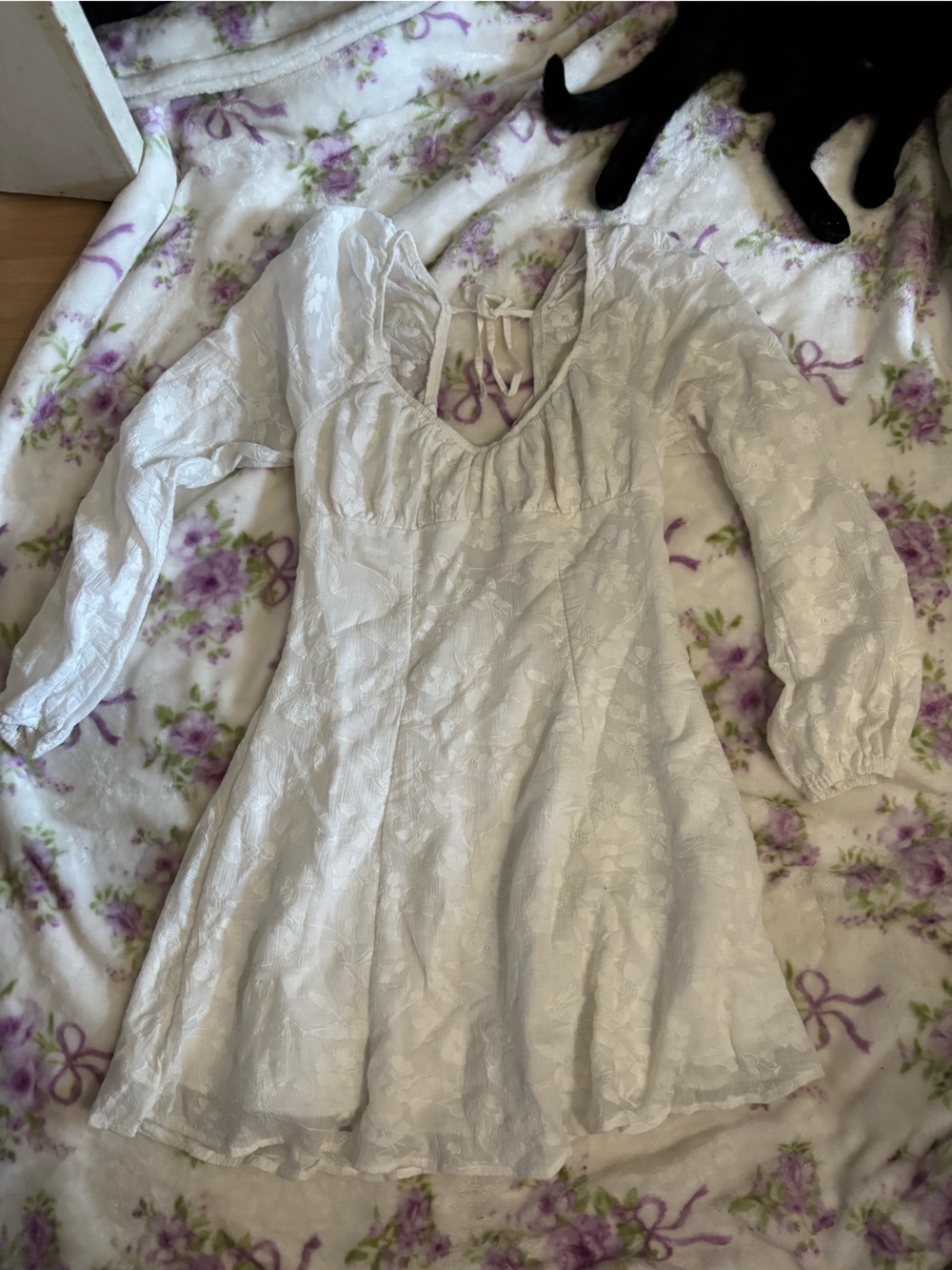 wild fable White Lace Long Sleeve Chemise